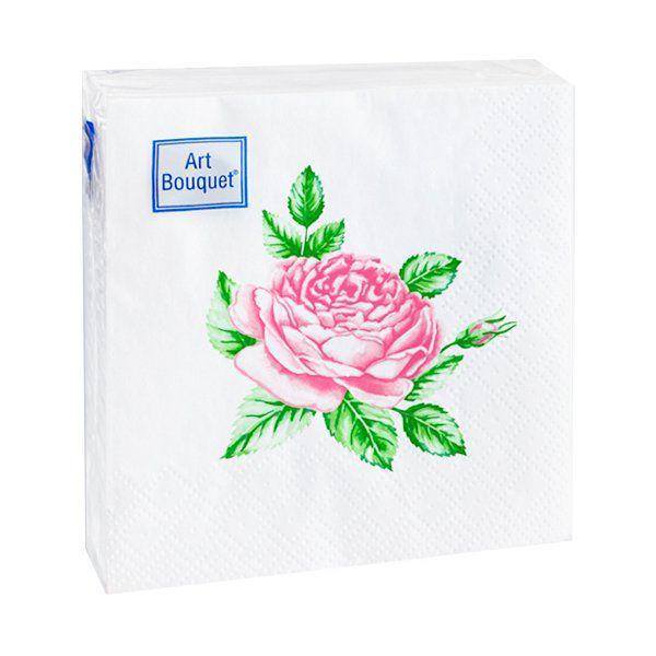 Салфетки бумажные Art Bouquet Прекрасная роза двухслойные 20х20 см. 30 шт., пакет