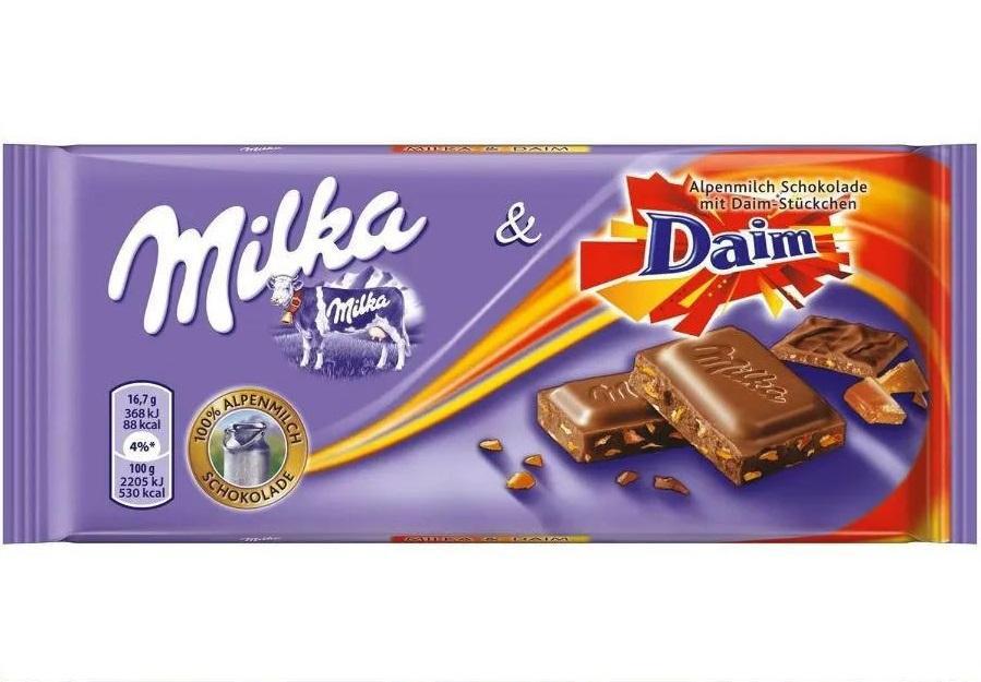 Шоколад Milka & Daim 100 гр., флоу-пак