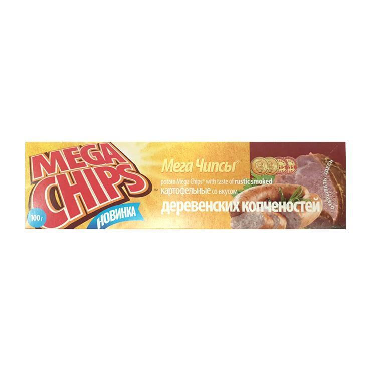 Чипсы картофельные Mega Chips деревенские копчености 100 гр., картон