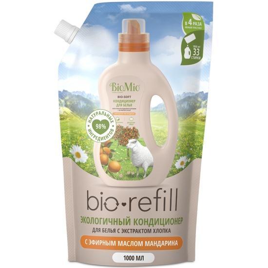 Кондиционер для белья Bio Mio Bio-Soft Мандарин Refill 1 л., дой-пак