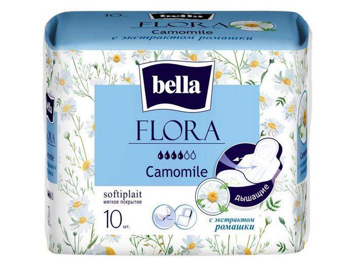 Прокладки женские с экстрактом ромашки 10 шт., Bella Flora Camomile, пластиковый пакет