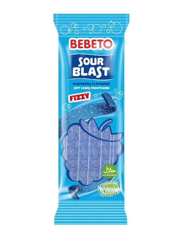 Жевательный мармелад Bebeto sour blast со вкусом малины 180 гр., флоу-пак