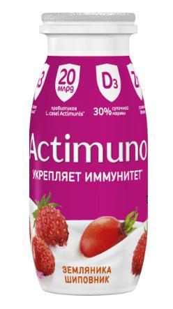 Кисломолочный продукт Actimuno земляника и шиповник 1,5% 95 мл., ПЭТ