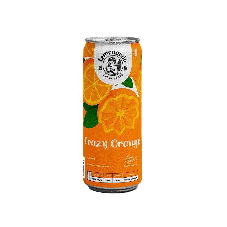 Напиток газированный Lemonardo Lazy Orange апельсин без сахара 330 мл., ж/б