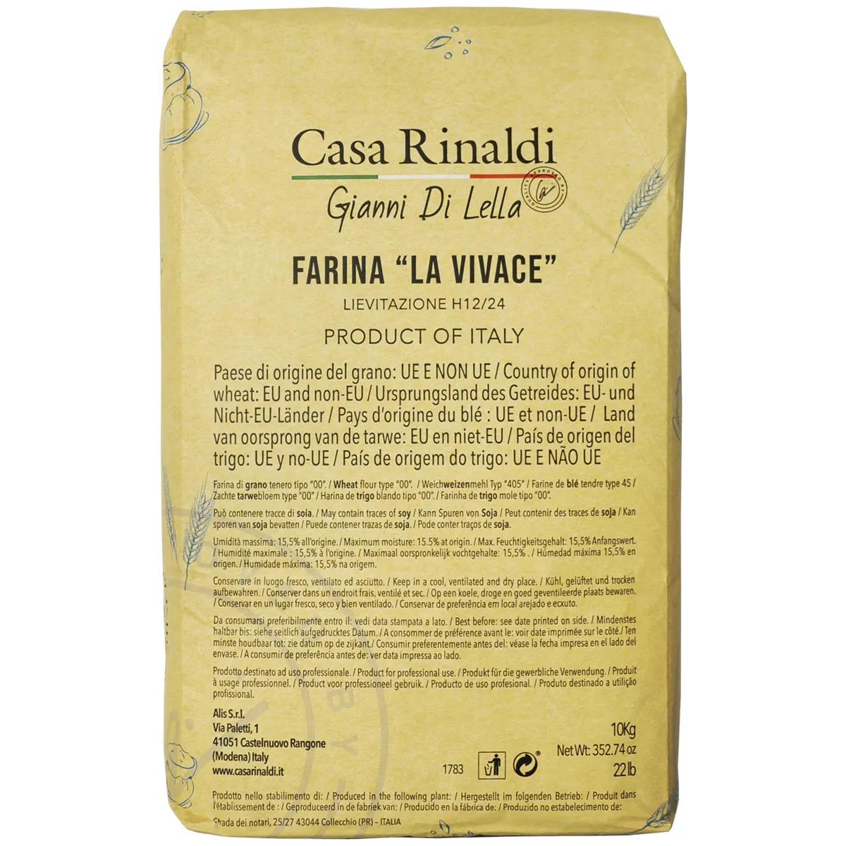 Мука Casa Rinaldi пшеничная из мягких сортов пшеницы типа 00 Farina la vivace, 10 кг., бумажная упаковка