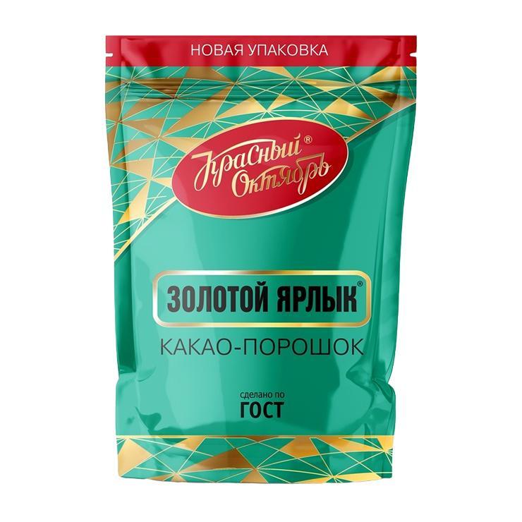 Какао порошок Красный Октябрь Золотой ярлык 185 гр., дой-пак