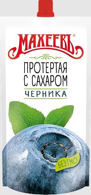Черника Махеевъ протертая с сахаром 300 гр., дой-пак