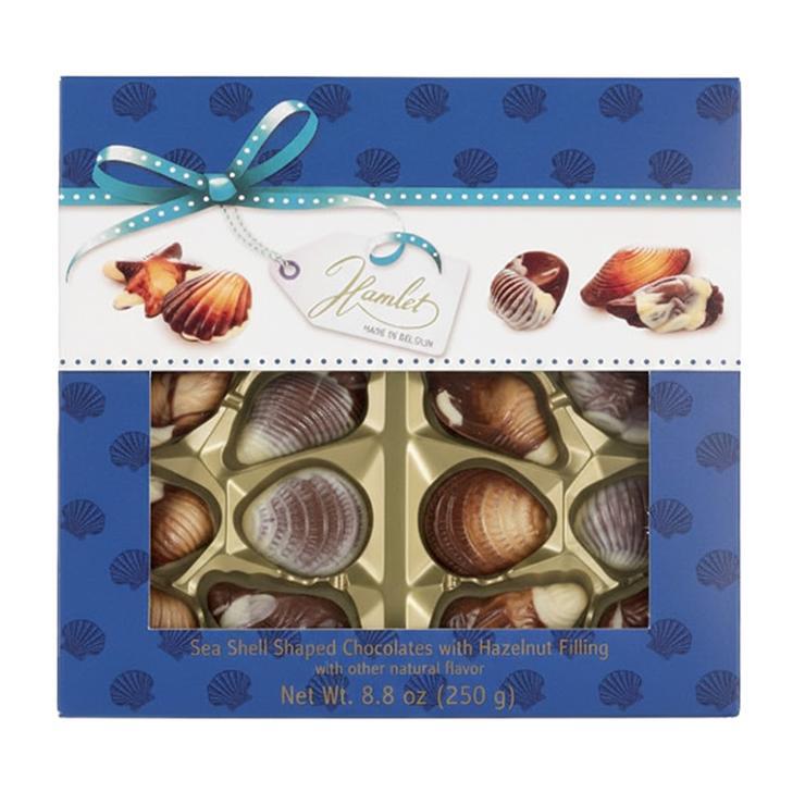 Конфеты HAMLET шоколадные ракушки с пралине начинкой из фундука 250 гр., картон