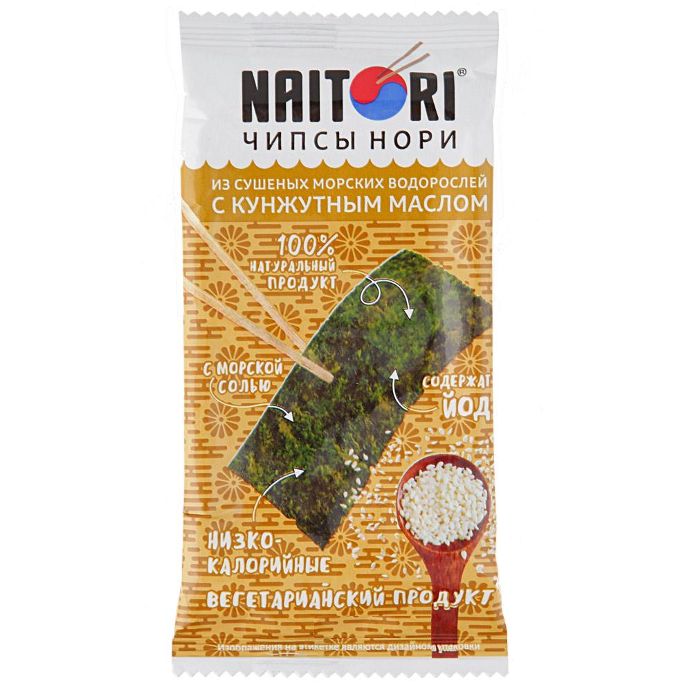 Чипсы Naitori Нори из сушеных морских водорослей с кунжутным маслом 3 гр., флоу-пак