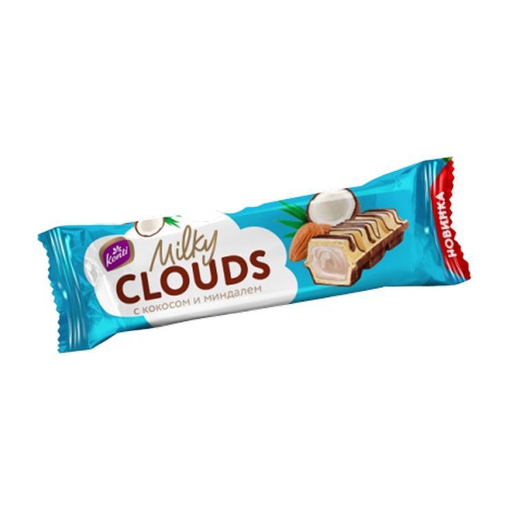 Батончик Konti Milky Clouds с кокосом и миндалем 23 гр., флоу-пак