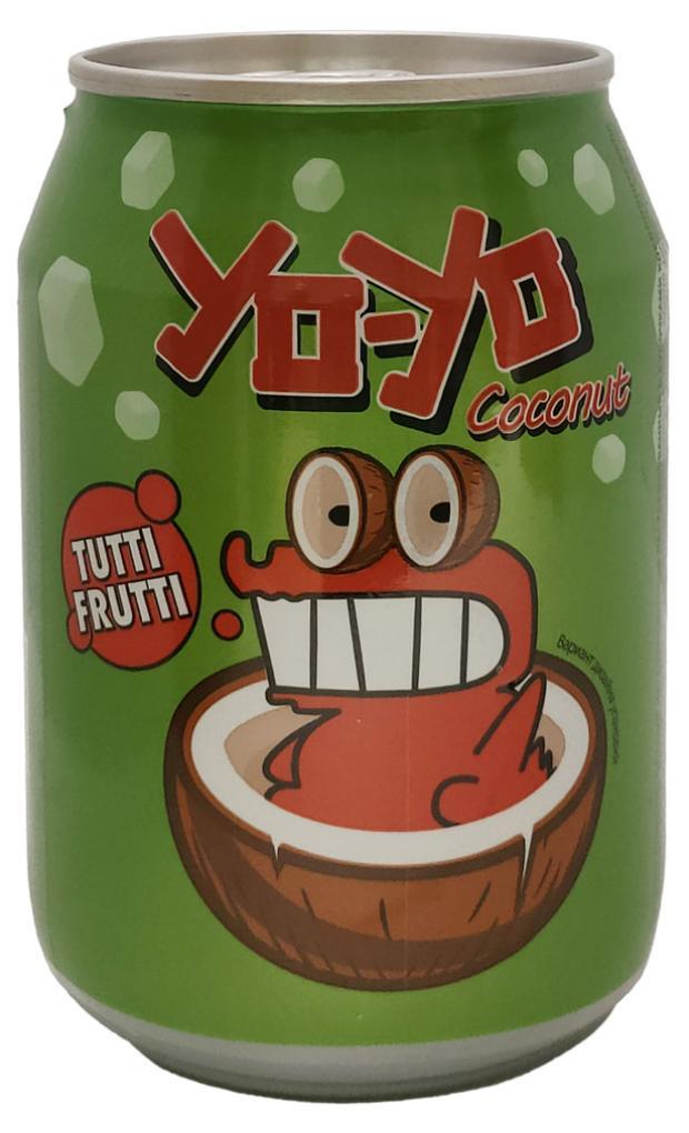 Напиток Yo-Yo с кусочками кокосового желе со вкусом Тутти Фрутти негазированный 240 мл., ж/б