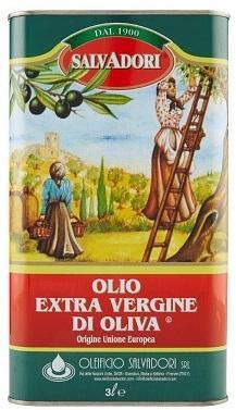 Масло Salvadori оливковое нерафинированное Extra Virgin, 3 л., ж/б