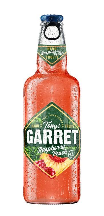 Пивной напиток Tony's Garret малина персик фильтрованный пастеризованный 4.6% 400 мл., стекло