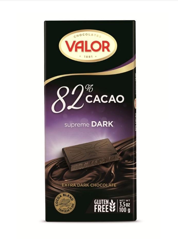 Шоколад Valor горький 82% какао 100 гр., картон