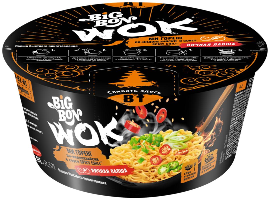 Лапша Роллтон Биг Бон  WOK Ми Горенг в соусе по-индонезийски, чашка, 85 гр., ПЭТ