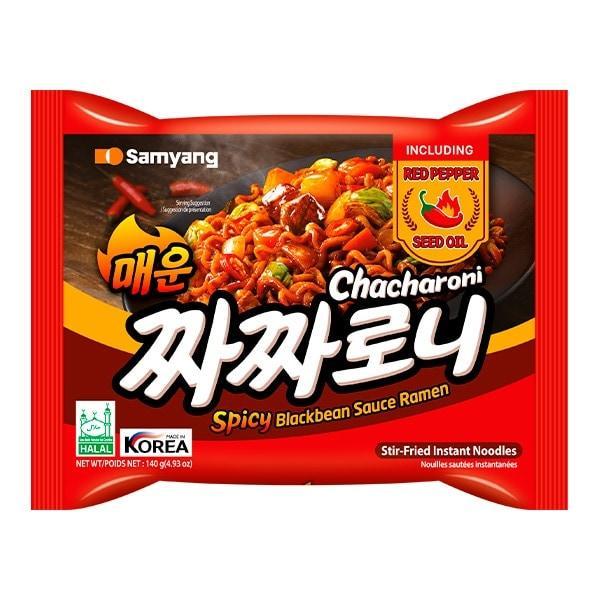 Лапша быстрого приготовления Samyang Chacharoni Spicy с соусом из черных бобов 140 гр., флоу-пак