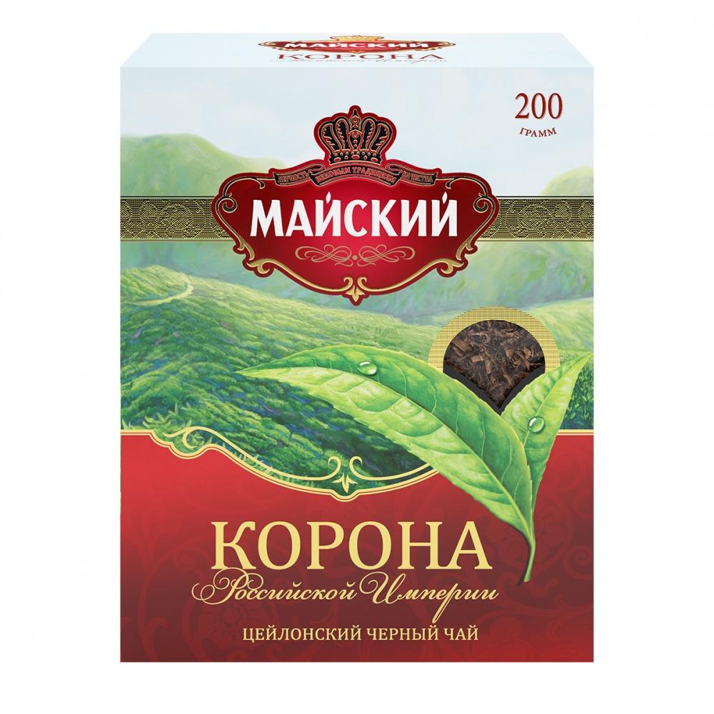 Чай Майский чай Корона Российской Империи черный листовой 200 гр., картон