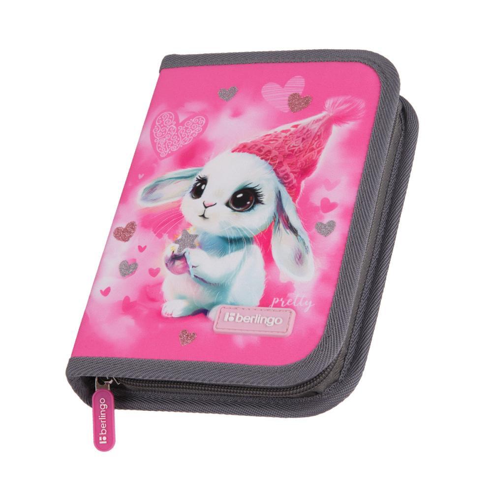Пенал Berlingo Dreamy Bunny 1 отделение 200х140х40 дополнительная откидная секция полиэстер, пакет