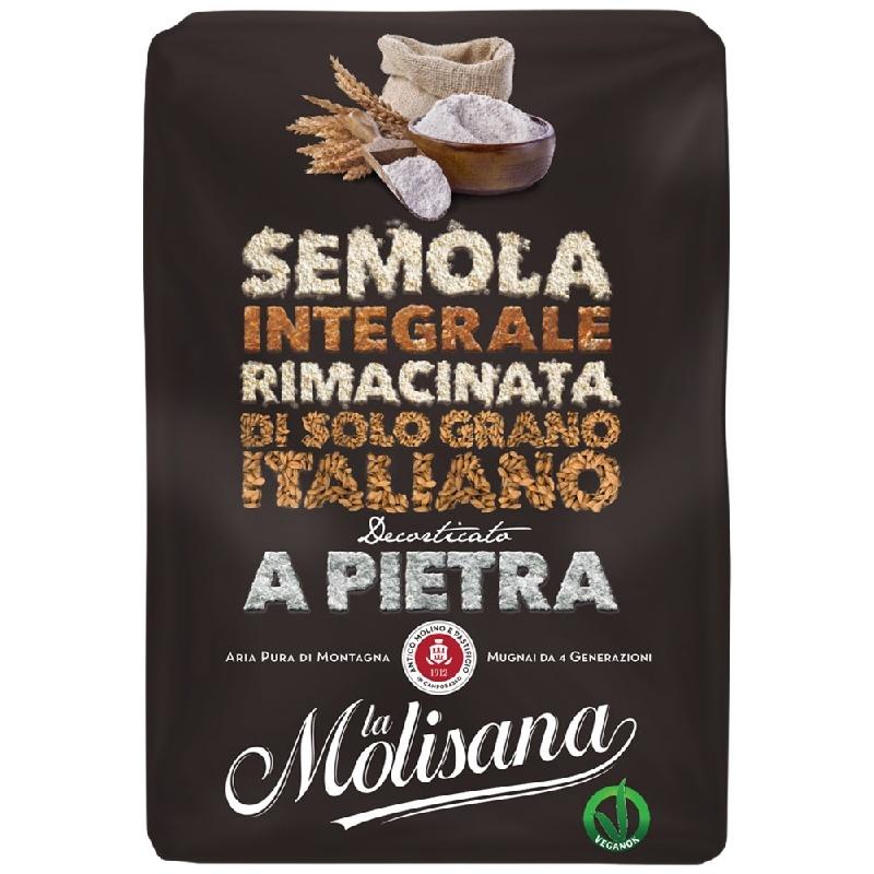 Мука La Molisana 604 Whole semolina из твердых сортов пшеницы цельнозерновая двойного помола 1 кг., флоу-пак