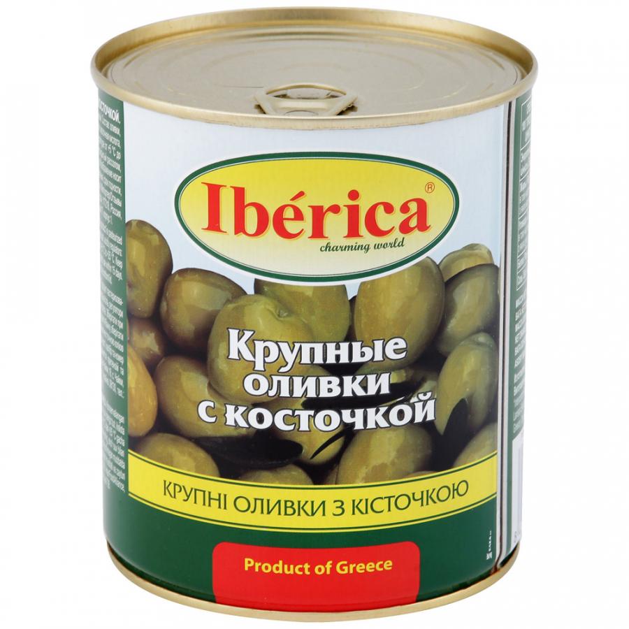 Оливки Iberica крупные оливки с косточкой, 850 гр., ж/б