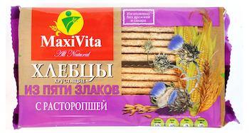Хлебцы  MaxiVita Пять злаков с расторопшей, 150 гр., флоу-пак