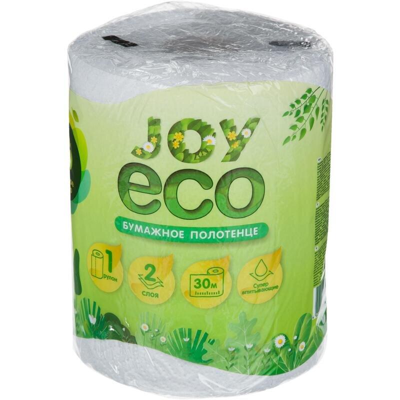 Полотенца бумажные JOY ECO двуслойные 1 рулон белые 30 метров, флоу-пак