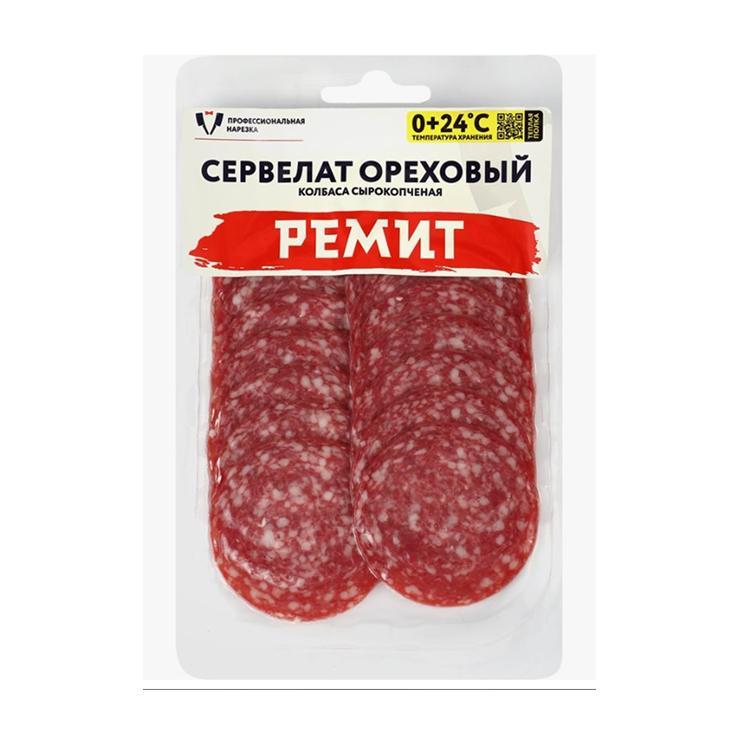 Колбаса сырокопченая Ремит сервелат ореховый нарезка 70 гр., вакуум