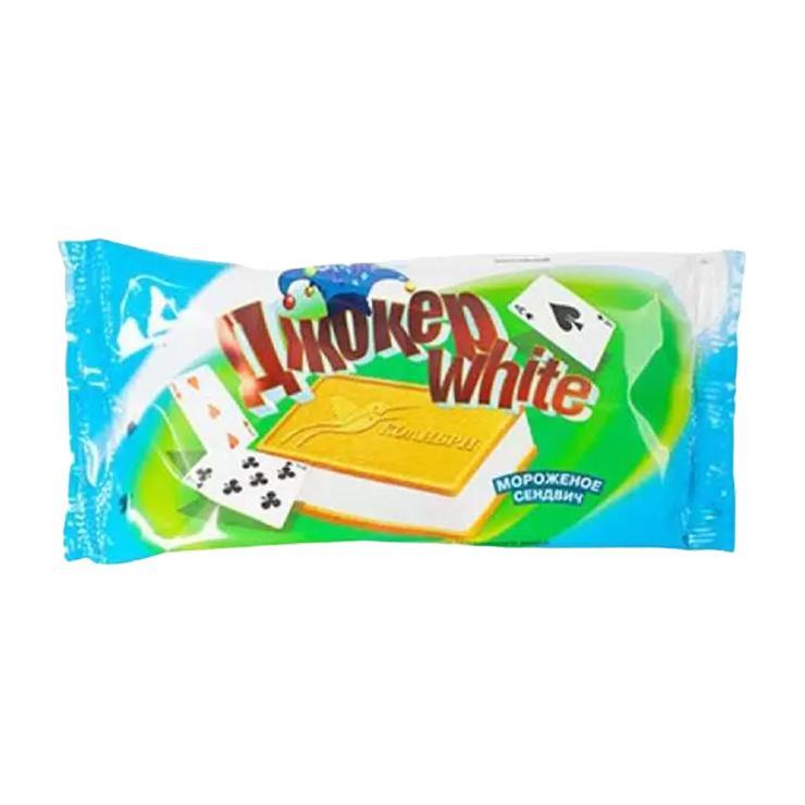 Мороженое пломбир Колибри сэндвич джокер white на сахарном печенье 100 гр., флоу-пак