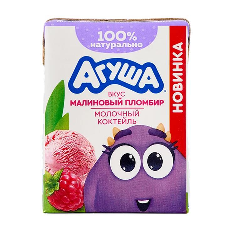 Коктейль молочный Агуша малиновый пломбир 2% 190 мл., тетра-пак