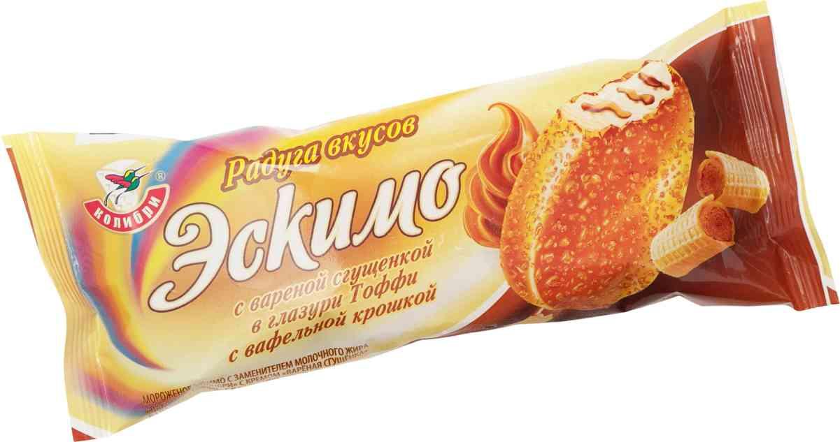 Мороженое эскимо Колибри радуга вкусов тоффи вареная сгущенка 70 гр., флоу-пак