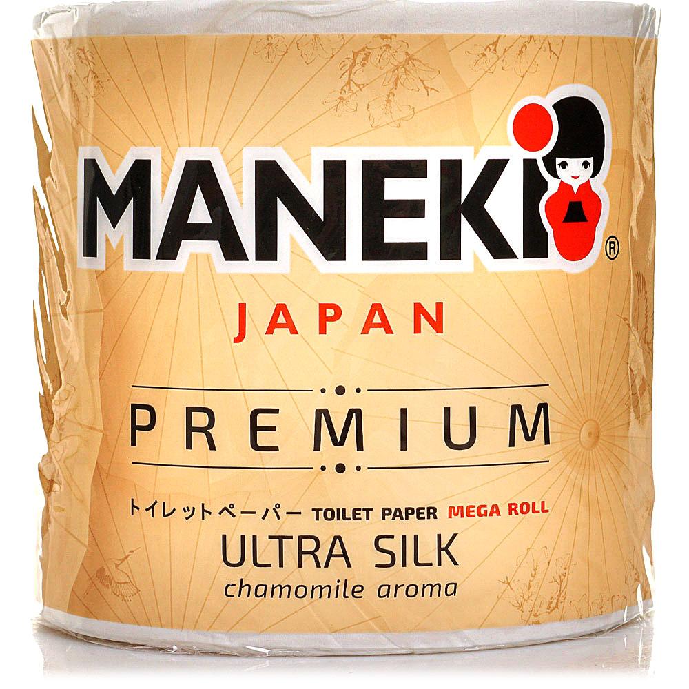Бумага туалетная Maneki KABI 3 слоя 39.2 м с ароматом ромашки, 1 рулон, флоу-пак