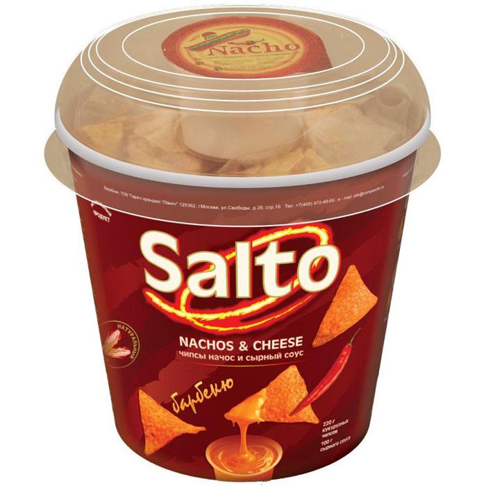 Чипсы Salto nachos & cheese барбекю кукурузные 220 гр., стакан