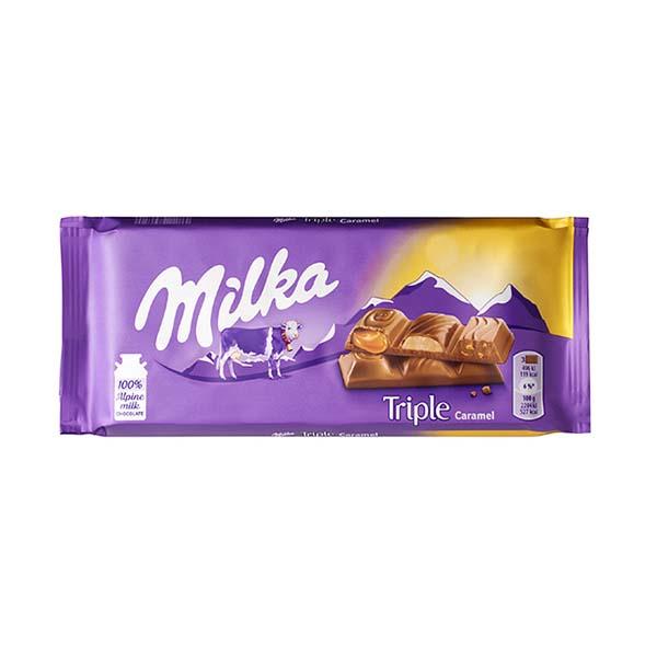 Шоколад Milka Triple Caramel молочный, 90 гр., флоу-пак