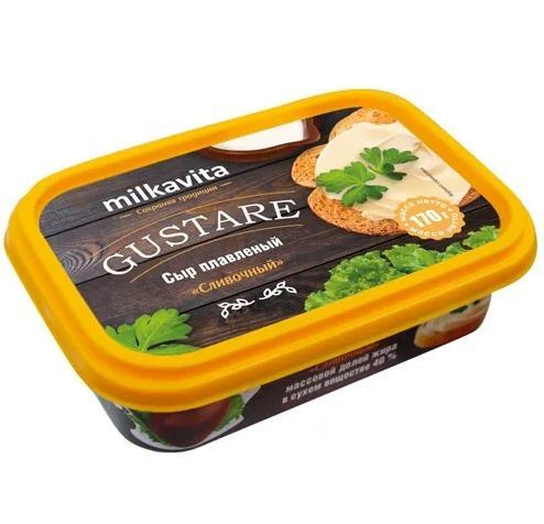 Сыр плавленый Milkavita Gustare Сливочный 40% 170 гр., ПЭТ