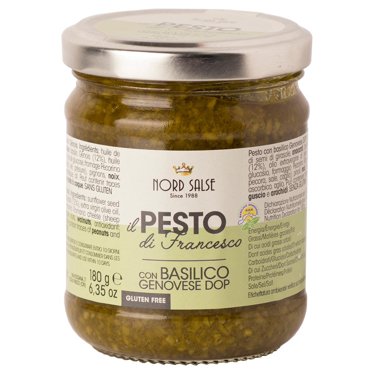 Крем-паста NORD SALSE il pesto di Francesco песто с базиликом Дженовезе, 180 гр., стекло