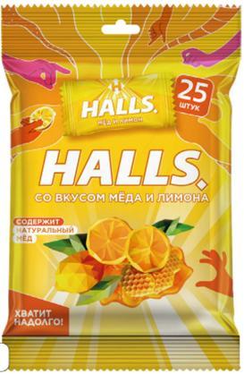 Леденцы Halls лимон мед 68 гр., флоу-пак