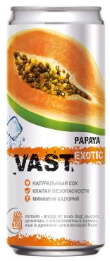 Напиток газированный Vast Exotic с содержанием сока со вкусом папайя безалкогольный низкокалорийный 330 мл., ж/б