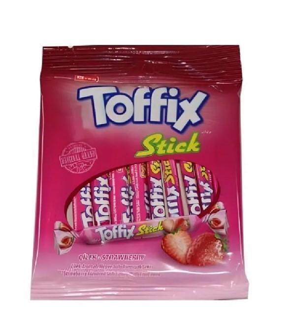 Конфеты Toffix Stick Strawberry жевательные со вкусом Клубники 70 гр., флоу-пак