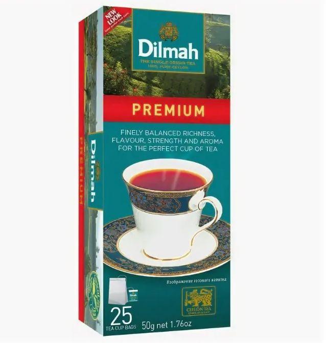 Чай Dilmah Premium черный 25 пакетиков 50 гр., картон