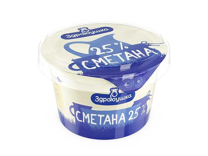 Сметана Здравушка 25%, 180 гр., ПЭТ