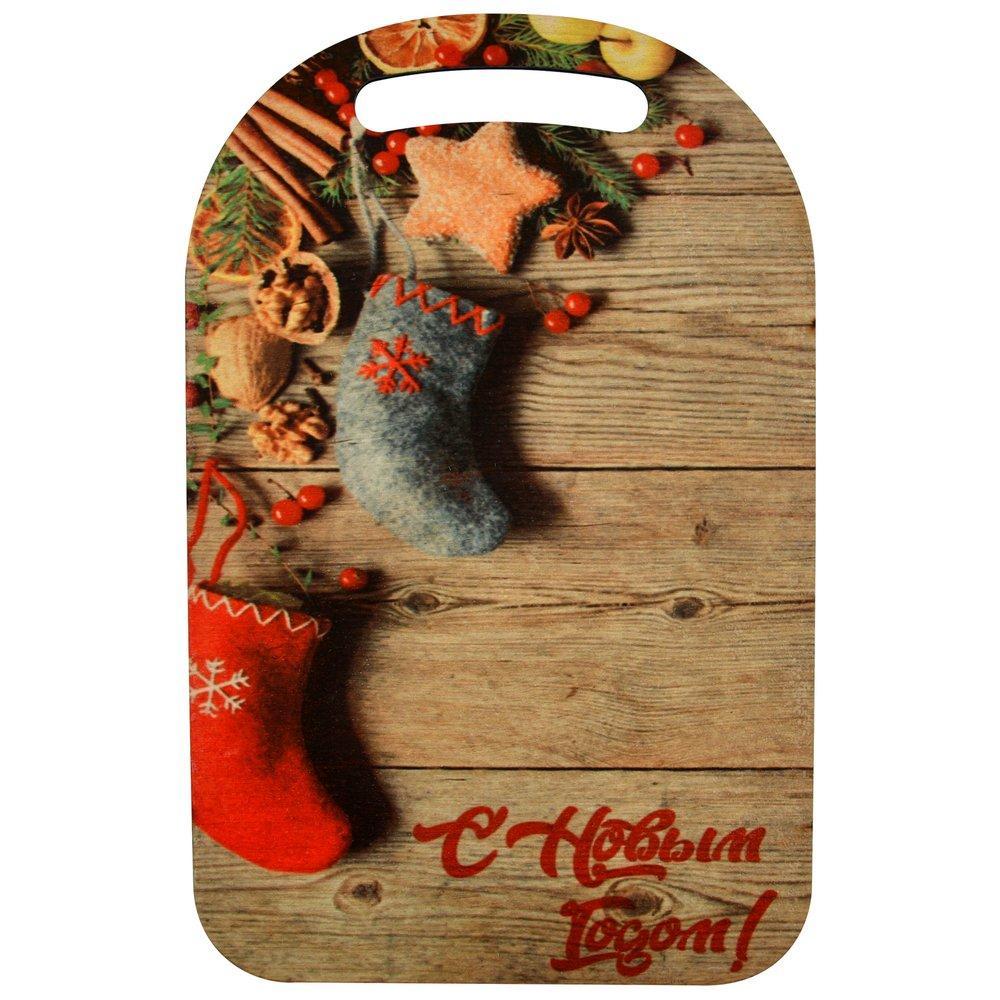 Доска разделочная Мультидом новогодний сапожок 29х18,5 см., пакет