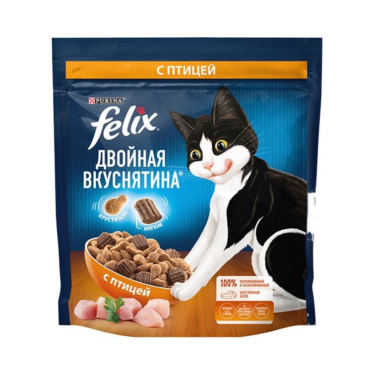 Корм сухой для кошек Felix Двойная вкуснятина с птицей 600 гр., дой-пак