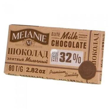 Шоколад элитный молочный 32% , , Melanie, 100 гр., картон