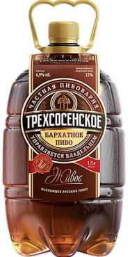 Пиво темное бархатное Трехсосенское 4,6%, 1,5 л., ПЭТ