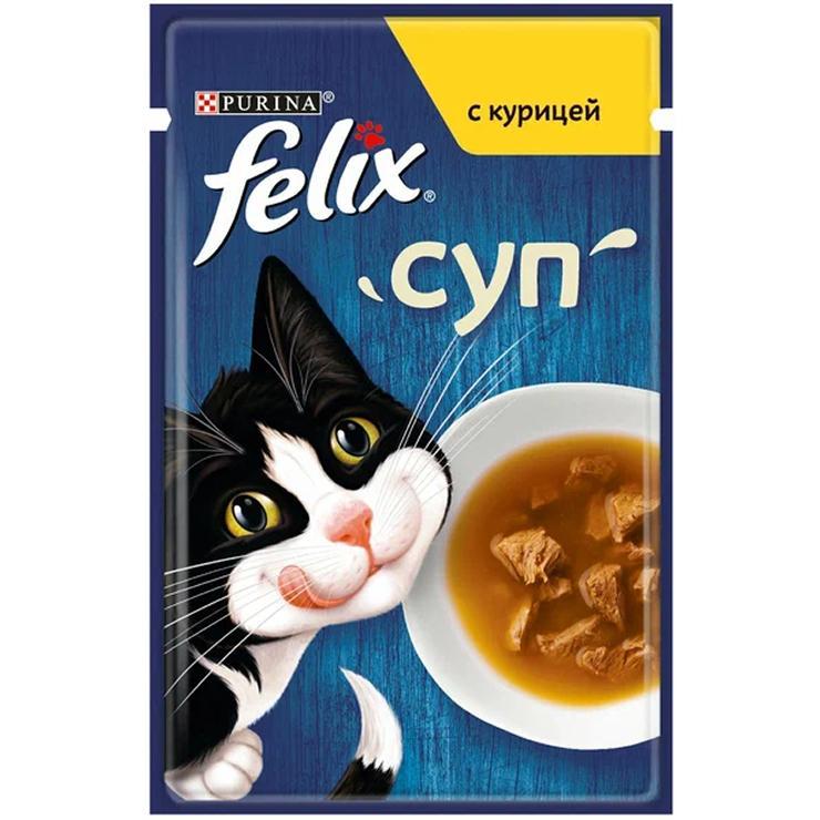 Корм для кошек влажный Felix суп курица 48 гр., пауч