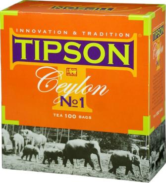 Чай пакетированный черный 100 пак. Tipson Ceylon №1, картонная коробка