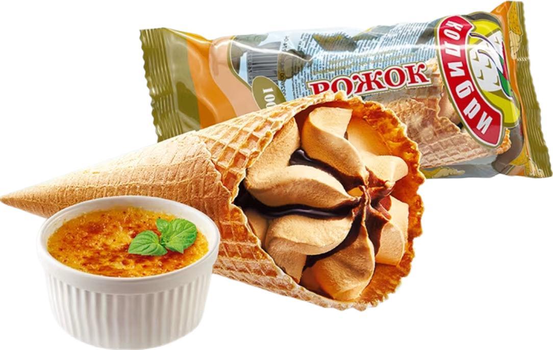 Мороженое рожок Колибри гигант крем-брюле 100 гр., флоу-пак