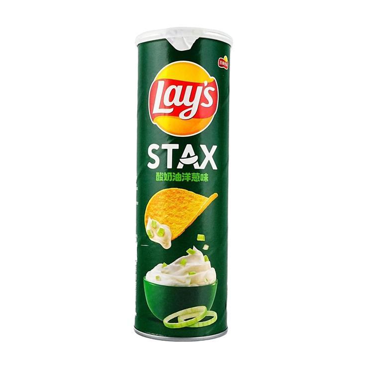 Чипсы Lays stax sour cream onion со вкусом сметаны и лука 90 гр., туба
