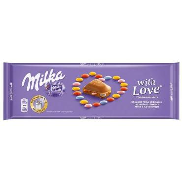 Шоколад Milka with Love молочный c драже, 270 гр., флоу-пак