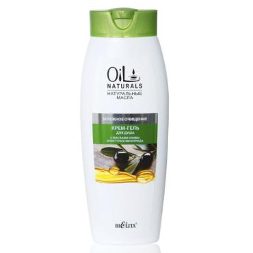 Крем-гель для душа Bielita Oil Naturals с маслами Оливы и косточек Винограда бережное очищение